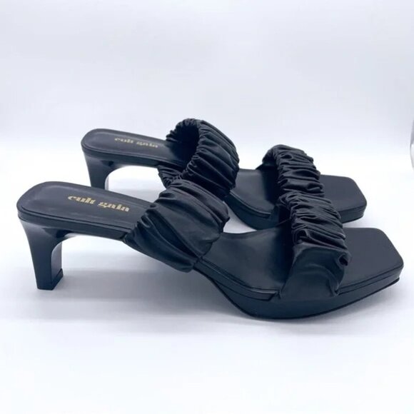 Cult Gaia Leather Slides Heeled Platform Sandals Size: 8.5 | IT 38.5 - Picture 1 of 7